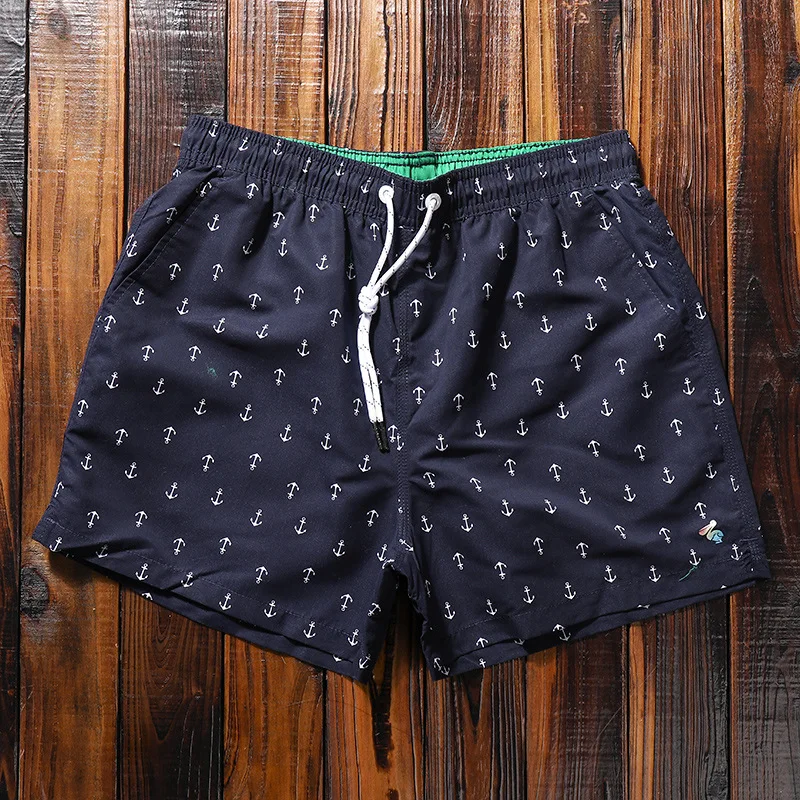Quick Dry Beach Shorts Men's Small Shark Surfing Shorts Casual Polyester Fabric Three-quarter Length Inner Lining Beach Pants