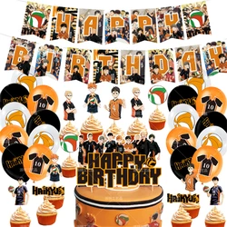 46pcs/set Haikyuu!! Balloons Anime Haikyuu Hinata Shoyo Ballons Banner Cake Topper Volleyball Birthday Party Decorations Supply