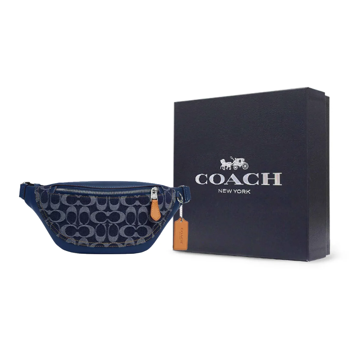 COACH Warren Cotton Crossbody Bag, Fanny Pack Large Men's Blue CY886-SVXR9