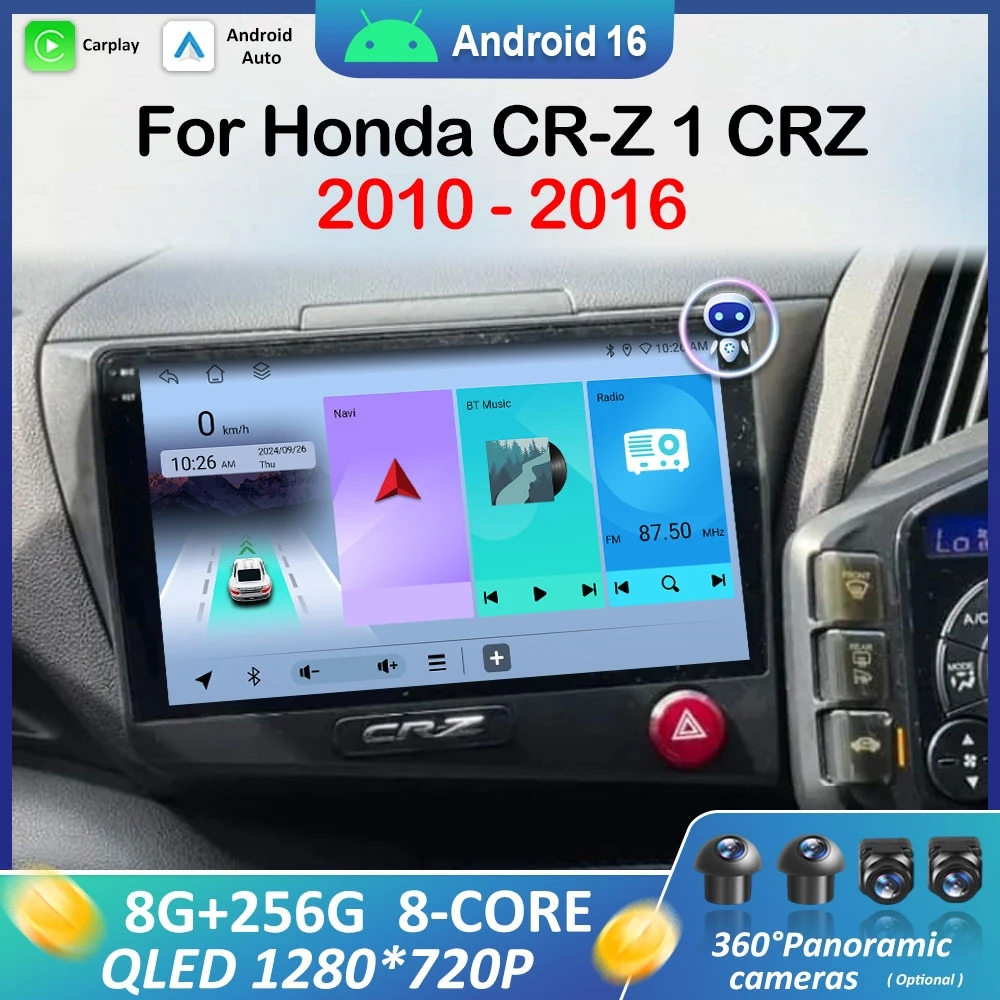 

Navigation GPS DSP Stereo Car Radio Multimedia Player for Honda CR-Z 1 CRZ 2010 2011 2012 - 2016 Android 16 WIFI Carplay Auto BT