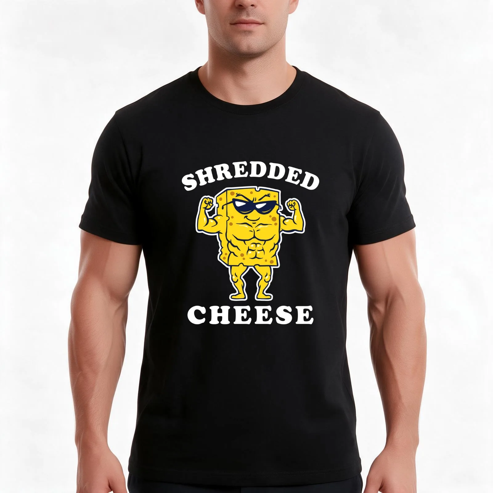 Shredded Cheese T-Shirt, Summer Casual Cotton Tee, Oversized Streetwear Tops, Vintage Graphic Print, Loose Fit Short Sleeve