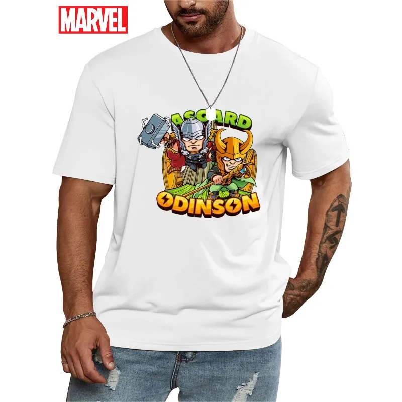 

Футболка с принтом Marvel The God of Thunder, 2025 г., мужская и женская летняя новая американская свободная повседневная трендовая футболка с короткими рукавами