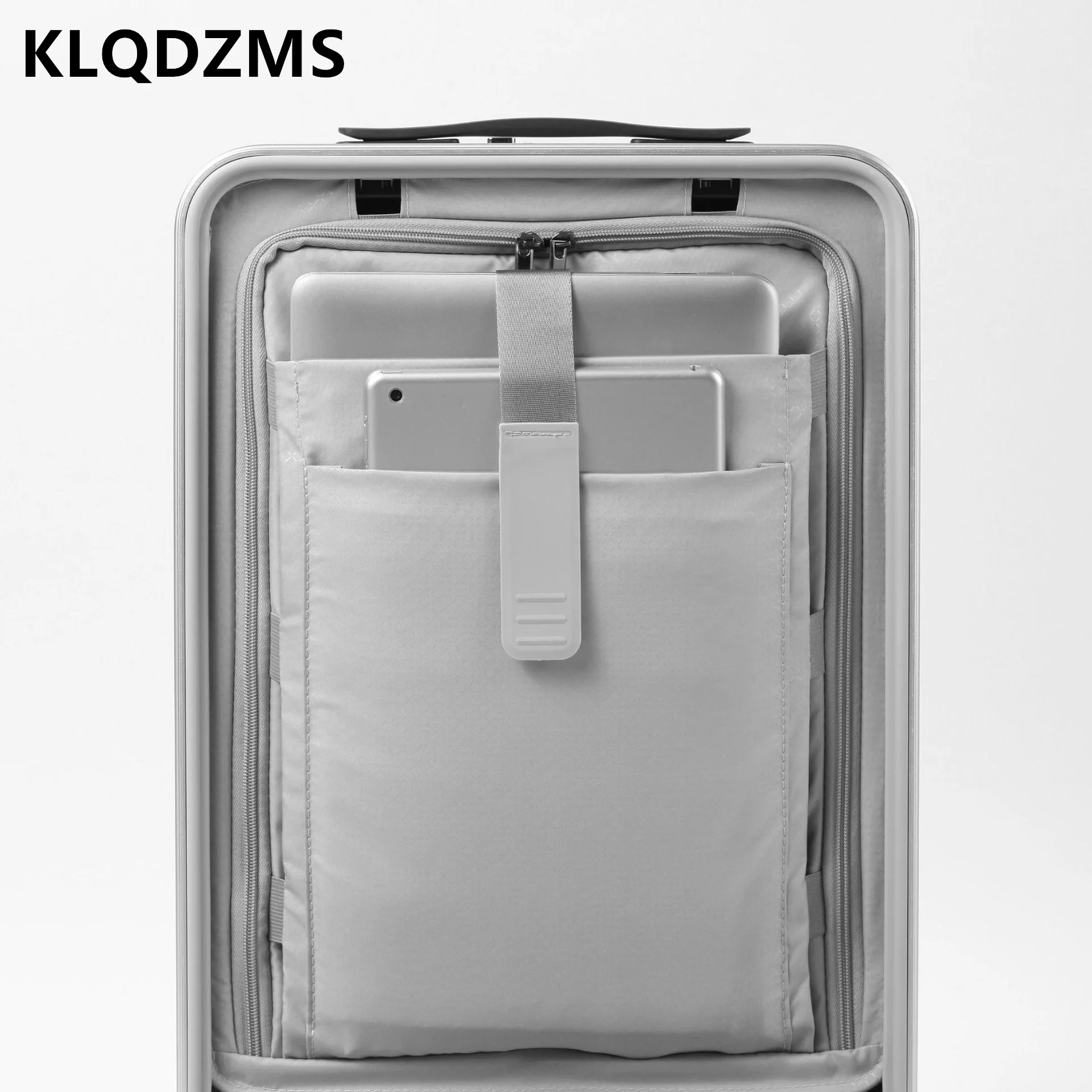 KLQDZMS-Valise d'Embarquement Entièrement en Alliage d'Aluminium et Magnésium pour Homme, Valise à Roulettes de 17, 20, 24 Pouces, Ouverture Frontale, Bagage pour Ordinateur Portable