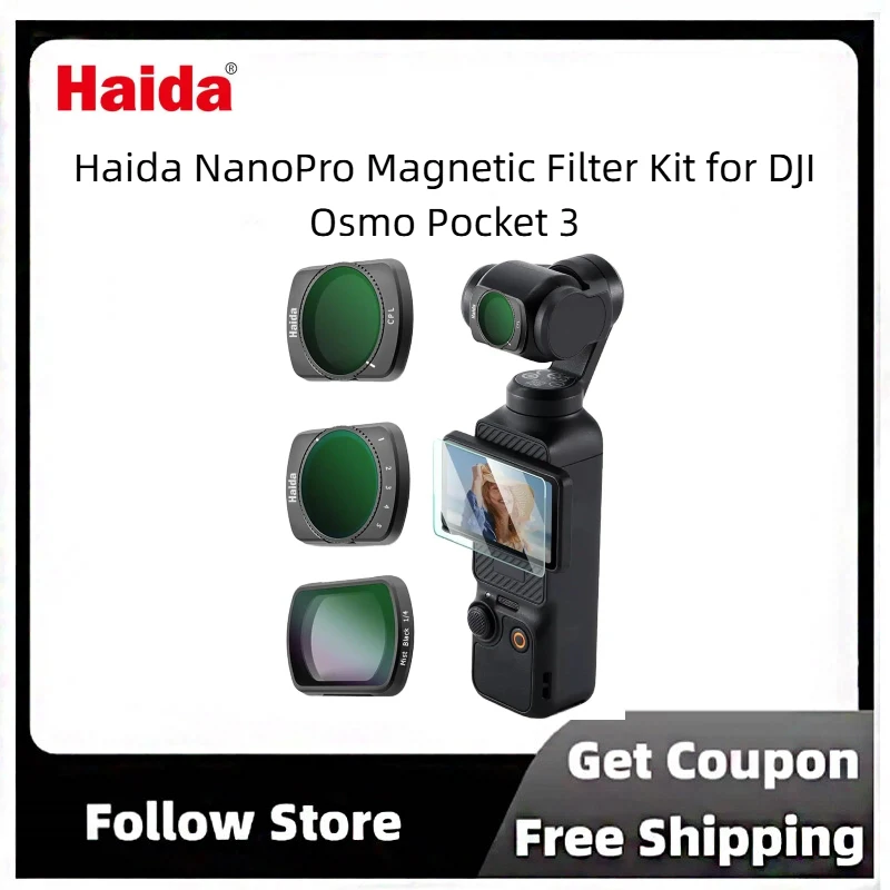 Haida NanoPro Magnetic Filter Set for DJI Osmo Pocket 3, Variable ND 1-5 Stop + CPL + Black Diffusion 1/4