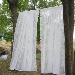 Cortinas de haste semitransparente de renda francesa branca adequadas para filtrar a luz nas janelas da sala de estar, conjunto de uma peça 12 principais vendas cortinas em renda - №3