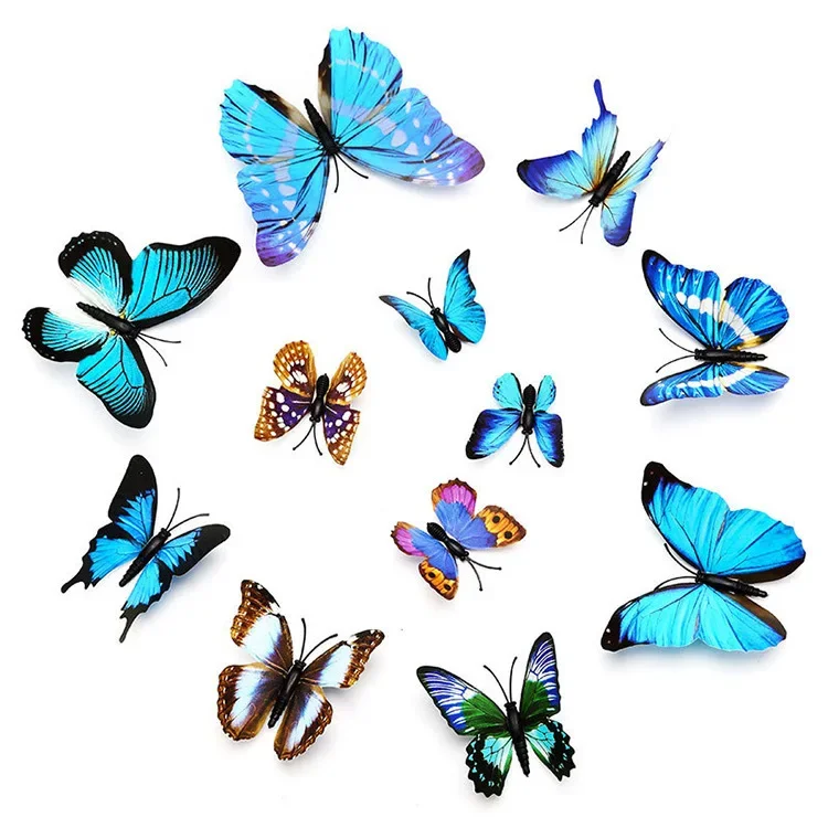 20PCS Creative Colorful Luminous Butterfly Nightlight Luminous Dragonfly Stickable LED Decorative Wall Light