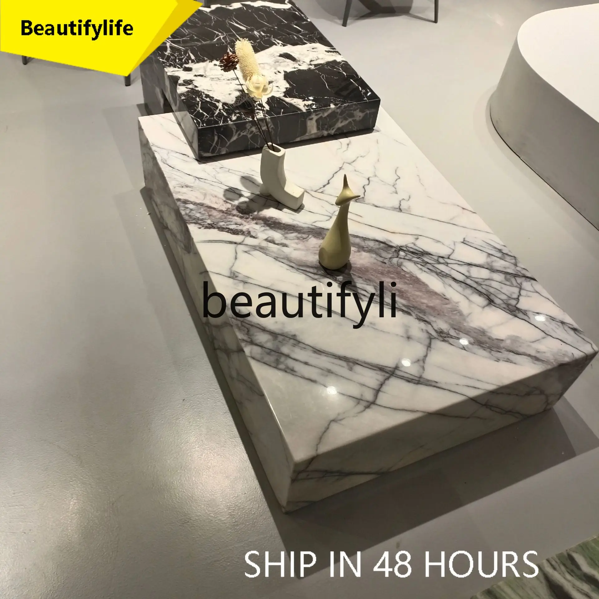 

A53 Italian minimalist living room marble coffee table telescopic rectangular designer coffee table