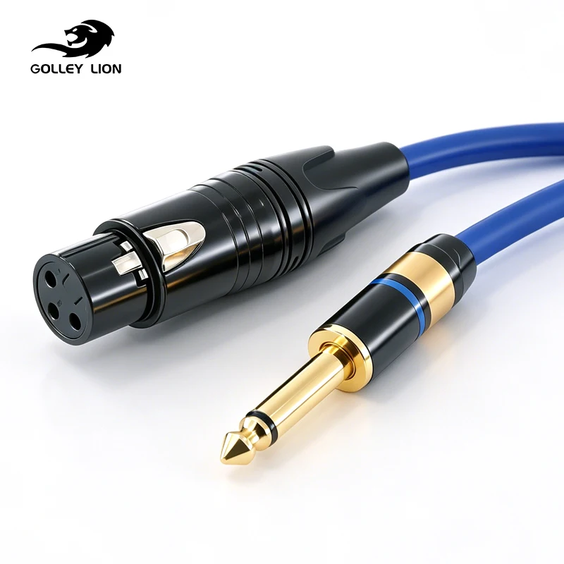 GOLLEY LION Unbalanced Microphone Cable Wire, XLR Female to 1/4 inch 6.35mm TS Mono Jack Cord