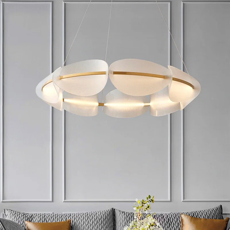 modern leaf chandelier with acrylic ring light luzes penduradas decoracao da sala de estar sala de jantar casa quarto sofa 01