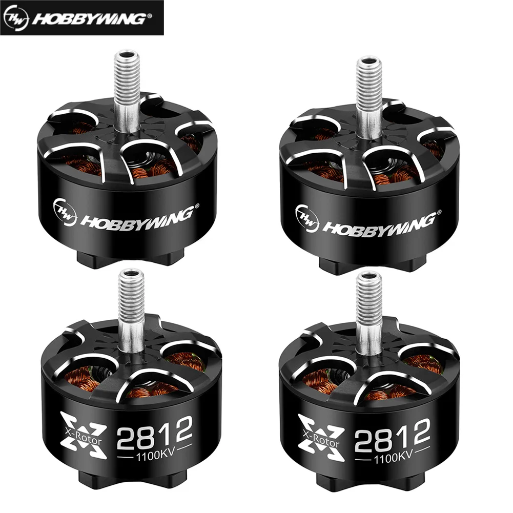 4 pcs HOBBYWING Xrotor 2807/2812 900/1100/1300KV 4-6S 1500KV 4-5S / 1700KV 3-4S black Brushless Motors for FPV Racing Drone