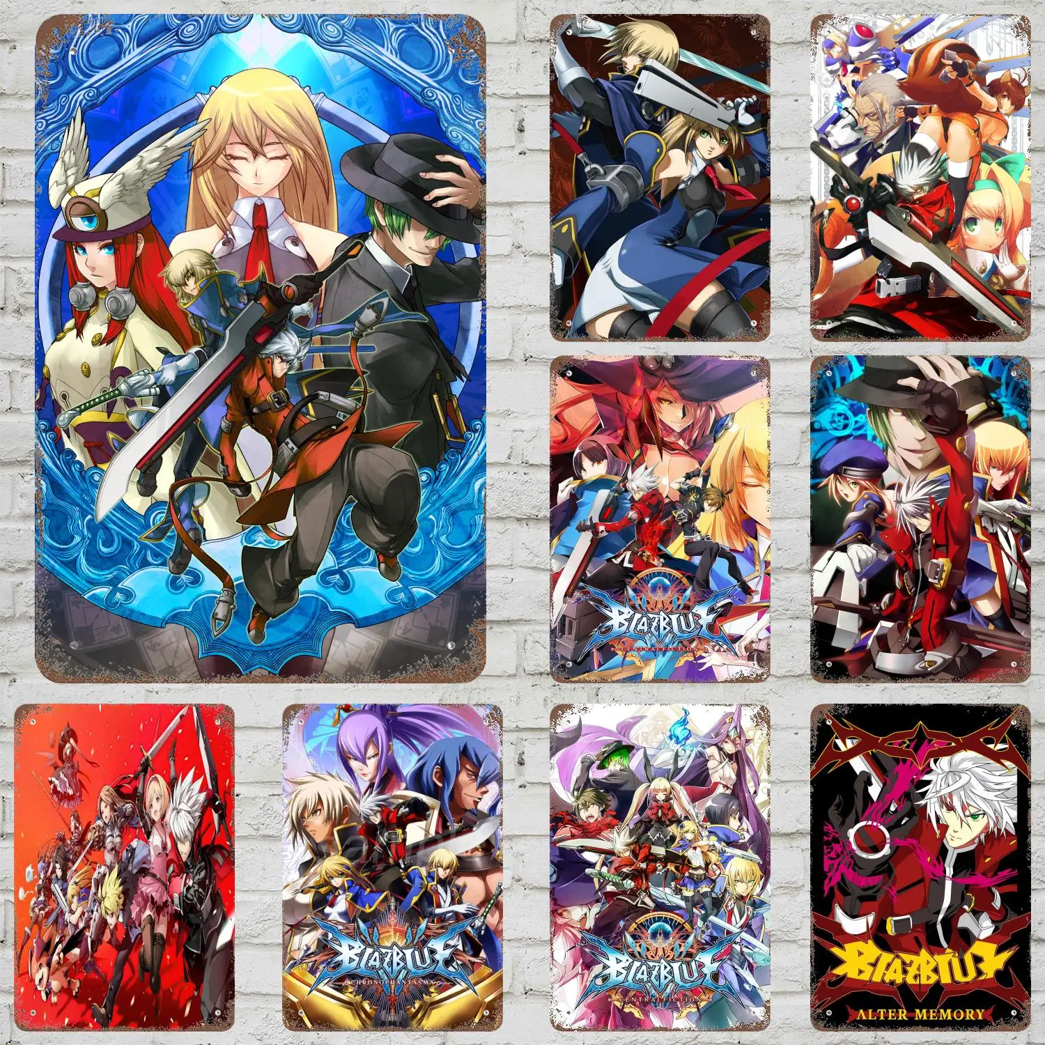 BlazBlue-Póster clásico de videojuegos de ciencia ficción Central, placa de Metal oxidada, placa decorativa Retro, Bar, hombre, cueva, garaje, Club, letrero de Metal