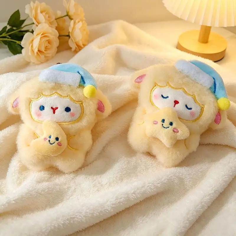 Cartoon Anime Mini Sheep Keychain Fluffy Soft Stuffed Lamb Pendant Backpack Decor Keychain New Year Mascot Birthday Gifts