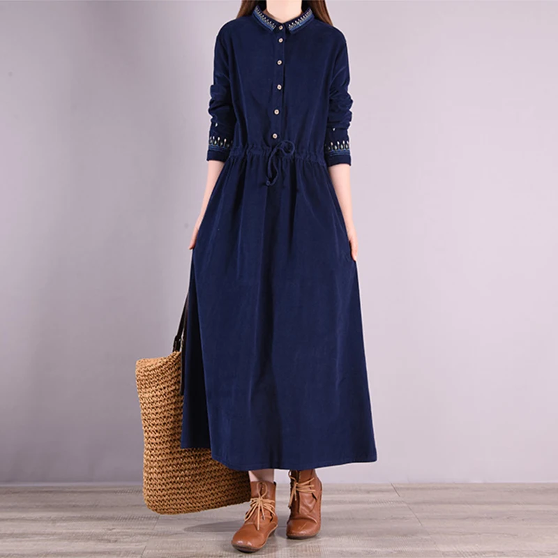 NYFS 2023 Autumn New Korean Long Sleeve Womens Dresses Vestidos Robe Ete Femme Elbise Loose Cotton Long Dress