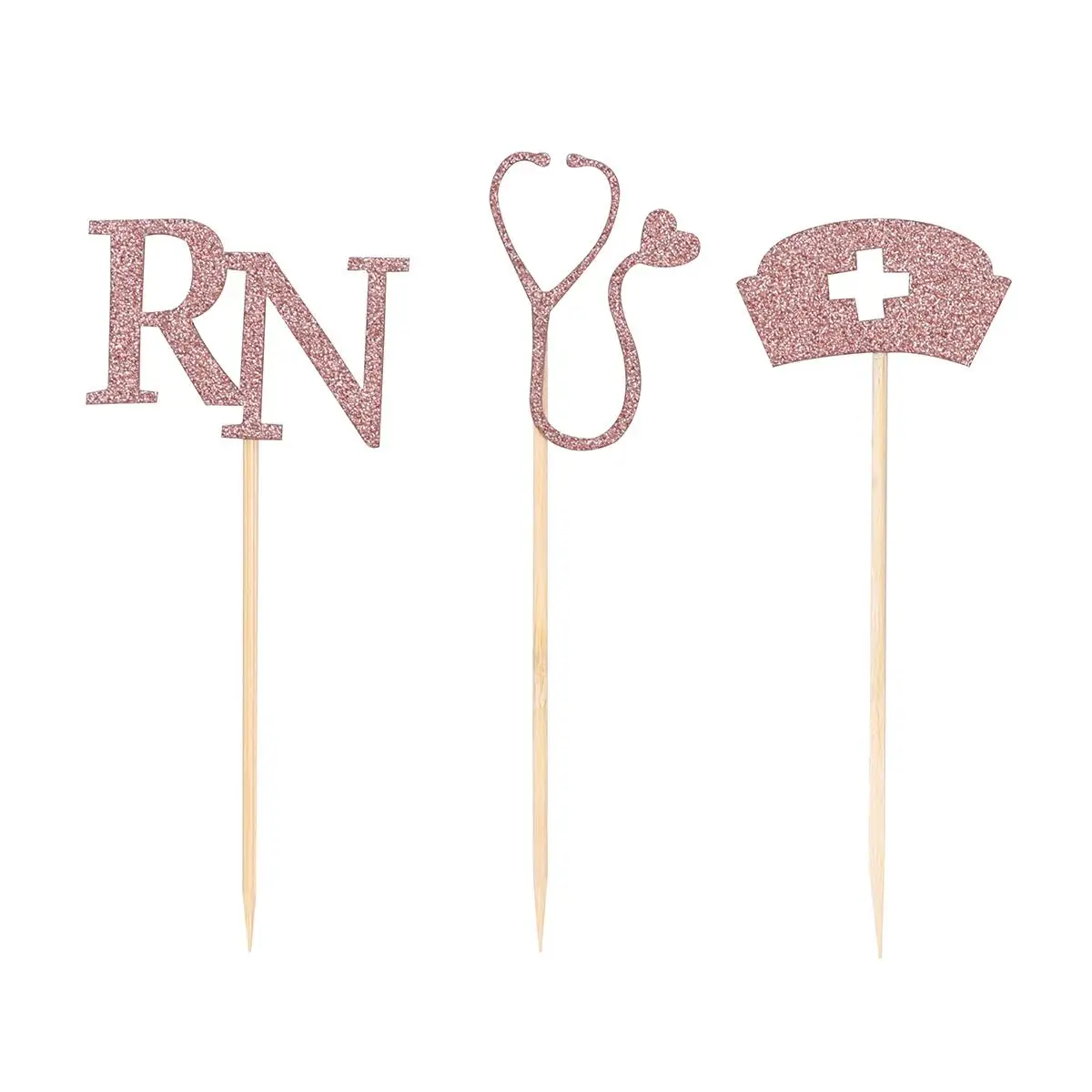 

24 Pcs Desktop Cupcake Decoration Card Insert Baby Decorations Ornament Bamboo Nurse