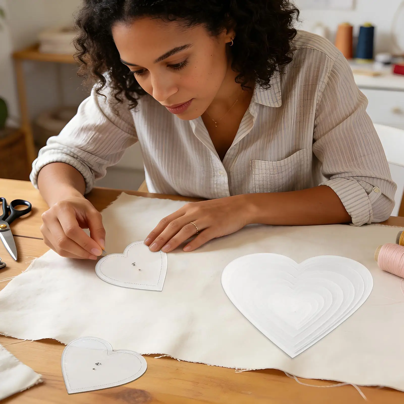8pcs Heart Quilting Template Heart Shape Tools Quilting Templates For Cutting Patterns For Women Beginner Craft Family view 5