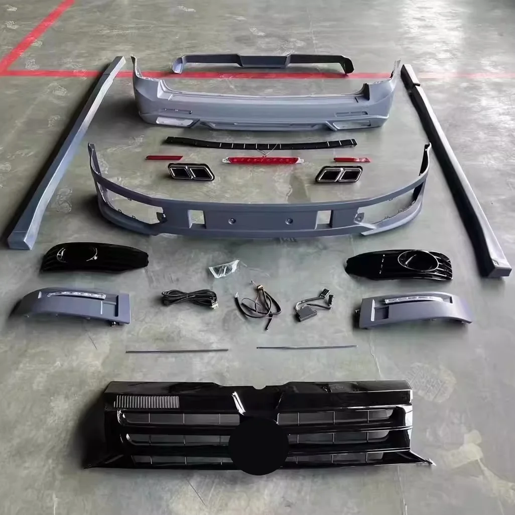 

Комплект кузова для Volkswagen vw Multivan T5 2012-2014, модифицированная передняя губа, задняя губа, боковая юбка, хвостовое крыло, дневной свет, радиатор, хвостовое горло