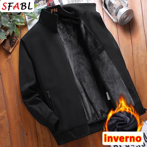 Chaquetas cálidas de lana para otoño e invierno para hombre, abrigo de vestir para oficina de negocios, chaqueta informal de invierno para hombre, prendas de vestir exteriores de lujo de Color sólido para hombre