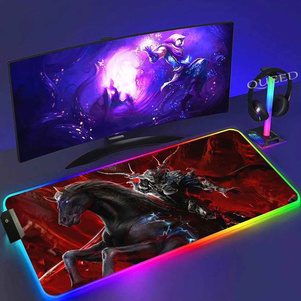 RGB Classic Game Final Fantasy Anime Mouse Pad LED Computer Laptop Game Mousepad PC Game Accessory Desk Mats Luminous Mouse Mat