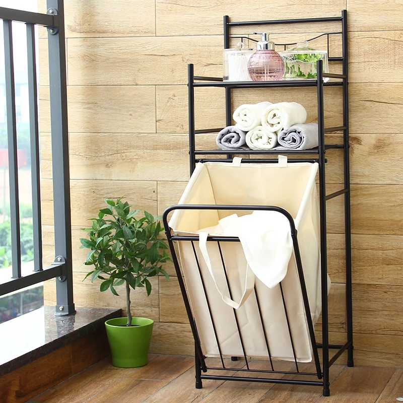 

American style Solid durable laundry basket light ventilated toilet round organizer home bathroom dirty clothes storage rack