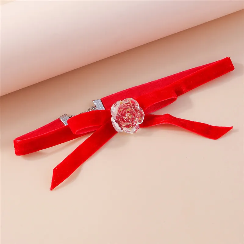 Aihua Sexy rote Samt-Choker-Halsketten für Frauen, Kristall-Herz-Halskette, Braut, Hochzeit, Party, Schmuck am Halskragen – Detail 36