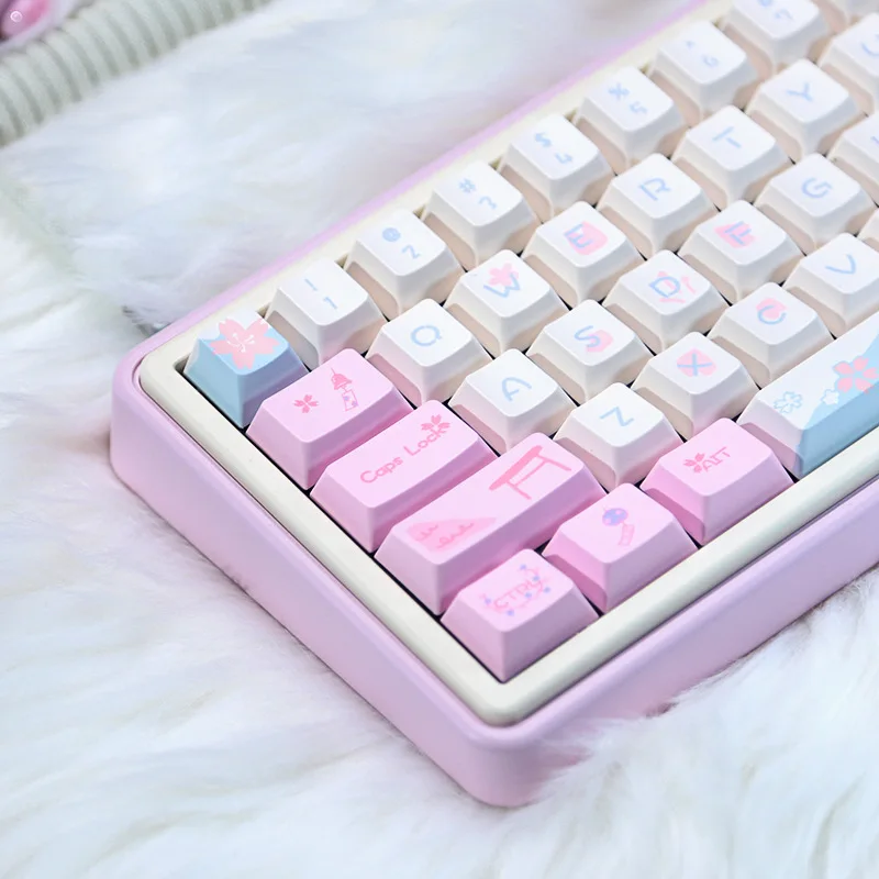 Sakura Original Factory Height Pink Sakura Theme Keycaps Sublimation PBT68 87 98 104 108