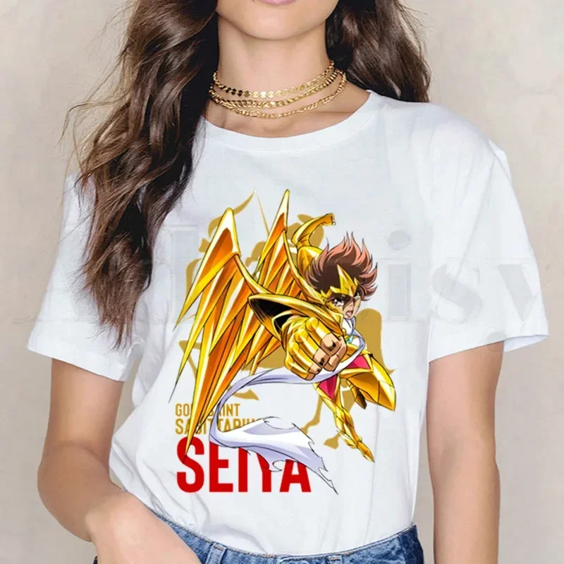 Saint Seiya Knights Of The Zodiac Burn Cosmos Short Sleeve Female Tops Tees Harajuku VintageT Shirts Women\'s T-shirt