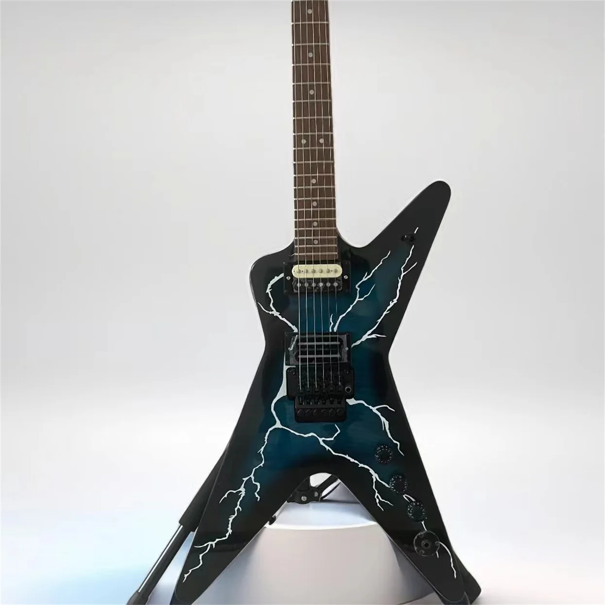 JTouriste Électrique Dimebag Personnalisé Haut de Gamme, Modèle Signature, Vibrato Swing, Panneau Bleu Foncé