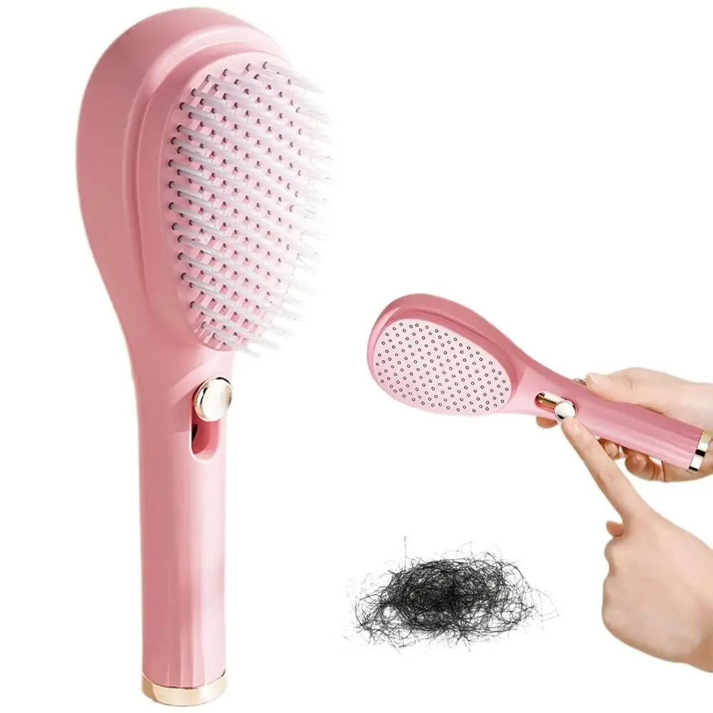 Self-cleaning Portable Retractable Comb Anti-static Hair Scalp Cleaning Women's Massage Comb Ergonomic Handle Soft Comb Teeth