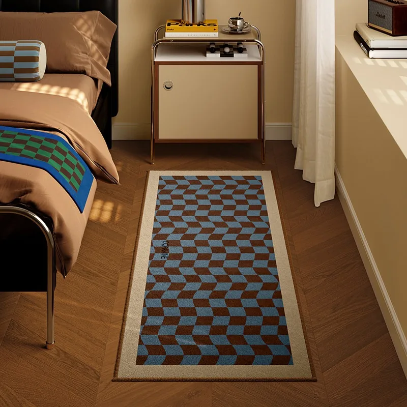 Bedroom Carpet Comfortable Loop-pile Long Floor Mat Light Luxury High-end Bedside Mats Retro Style Carpets Home Decoration Rug