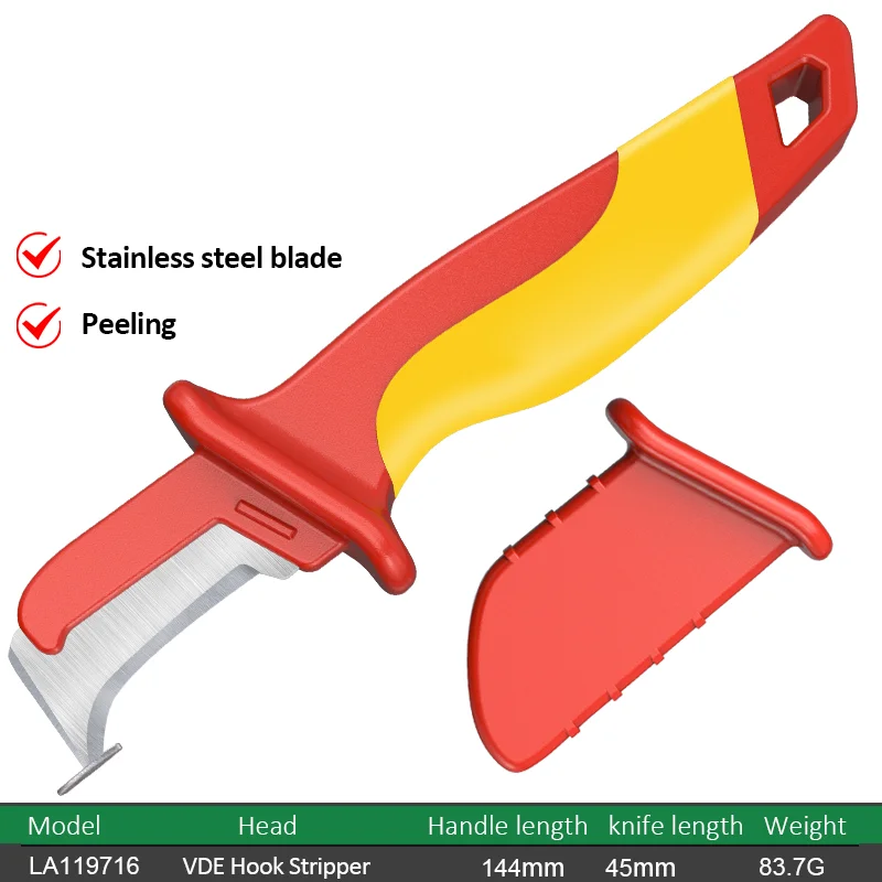 100,000-Volt Electrician's Knife Insulated Knife  Cable Skinning Hook Knife  Straight-Blade Stripping Knife for Peeling Off Cab image 6