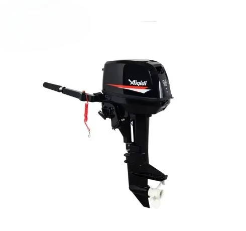 Motor de Barco AIQIDI de 9,8 HP Aprobado por la CE, Motor Fuera de Borda con Arranque Manual y Control del Timón