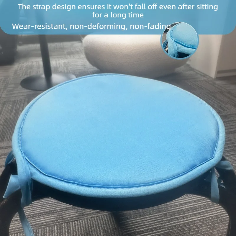 Thickened Round Fabric Seat Cushion With Fix Straps Dining Stool Pad Household Soft Chair Mat Home Decor Gift