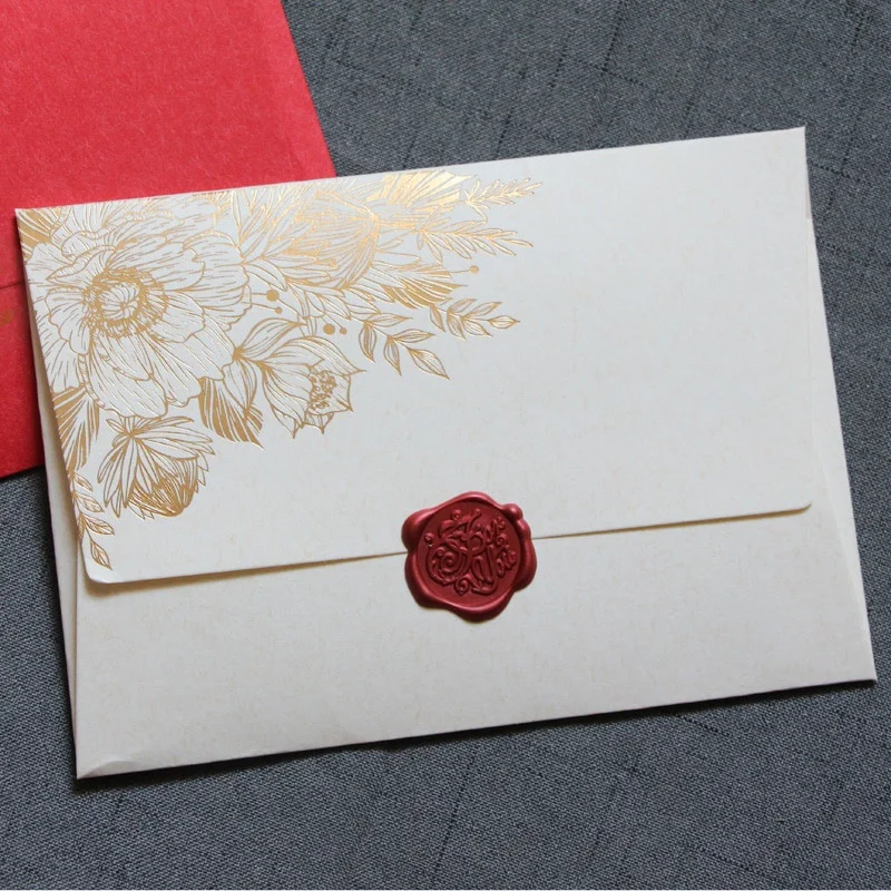 10Pcs Without Stamp High Grade Pearl Paper Envelopes Wedding Invitation European Bronzing Pattern Envelope Bag Premium Quality