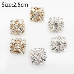 5Pcs/Lot 2.5cm Exquisite Fashion Rhinestone Metal Buttons DIY Mixed Color Sewing Clothing Hair Card Decorative Accessories