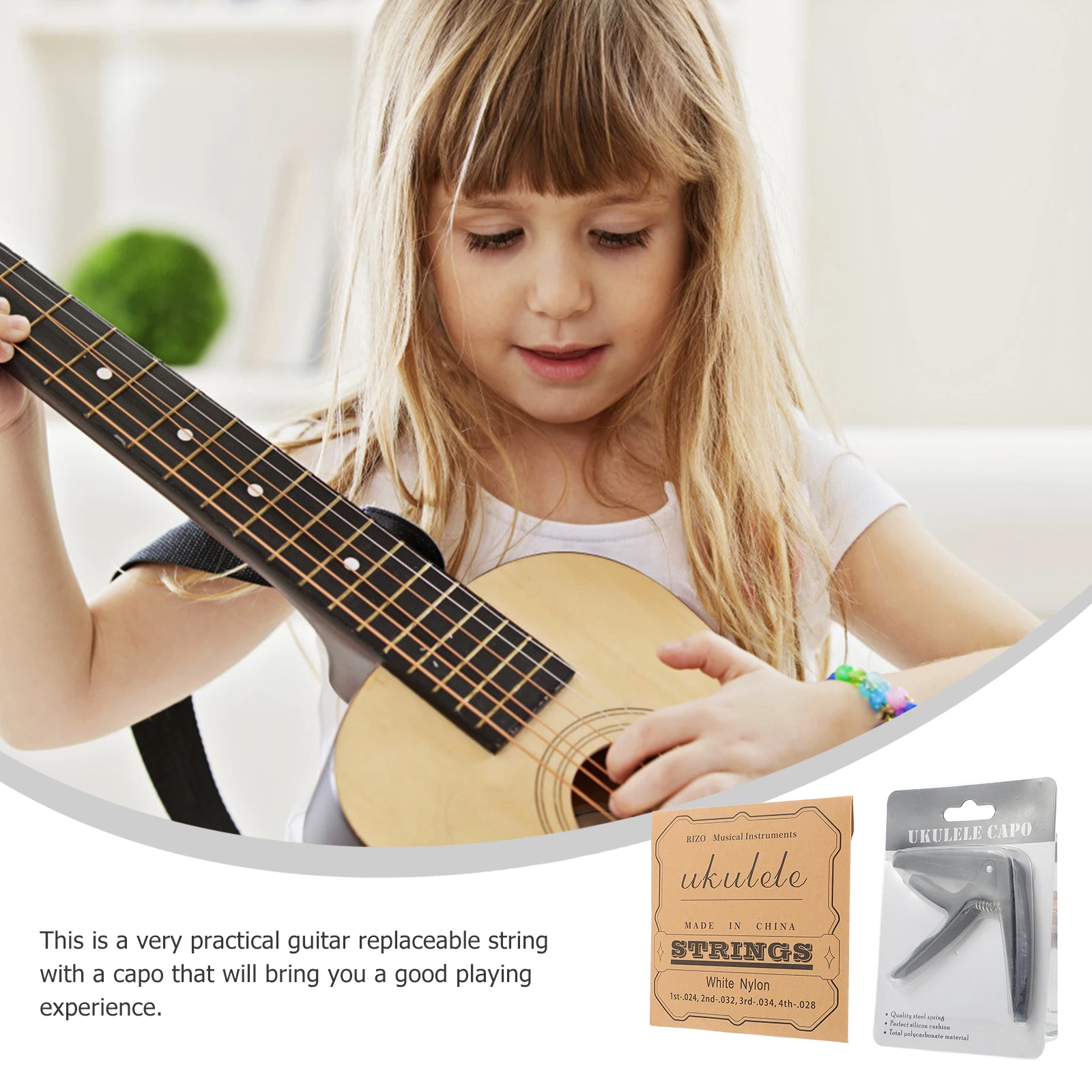 

1Set Guitar Strings Durable Nylon Practical Replacing Strings Capo Guitar Accessories Instrument Kit Instrument Accessory