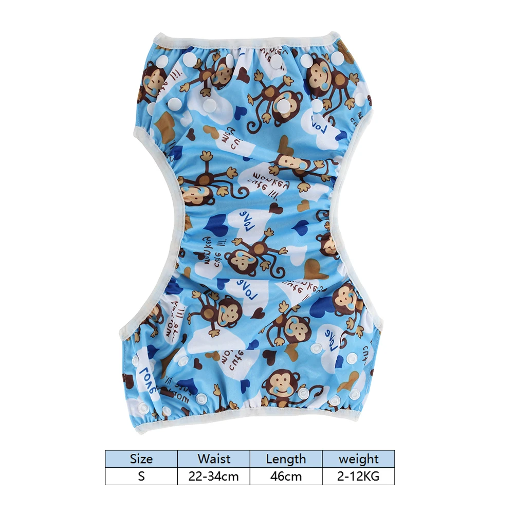 AIO Baby Cloth Diaper Adjustable Cartoon Print Nappy for Baby Reusable Swimming Diapers for Baby Pool Diapers Baby Pool Diapers