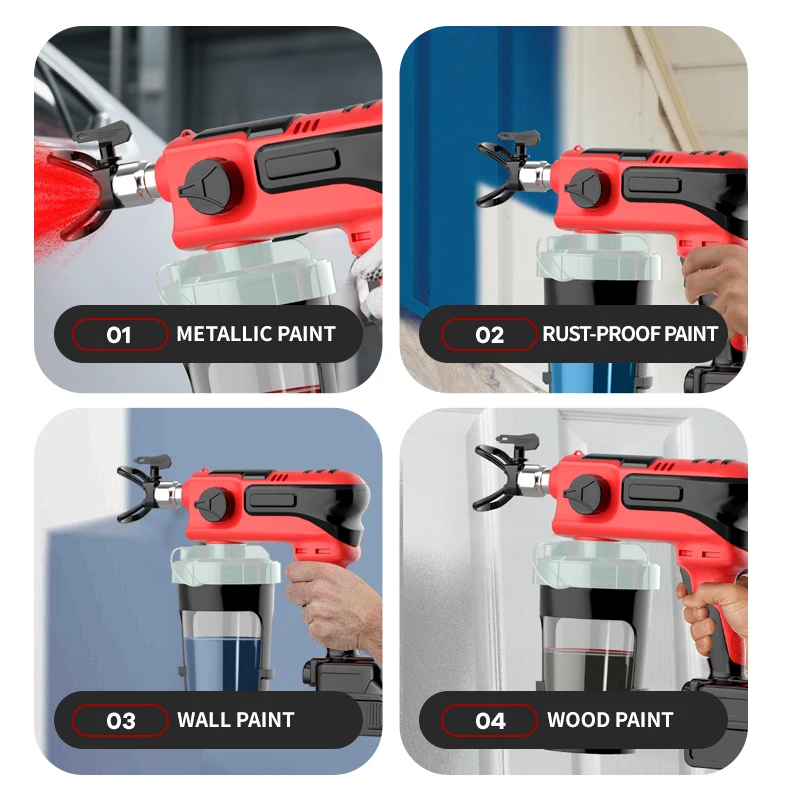 Electric 21V Lithium Battery Airless Spray Machine Gun Brushless Motor New Capacity DIY Grade Customizable Paint Coating Latex