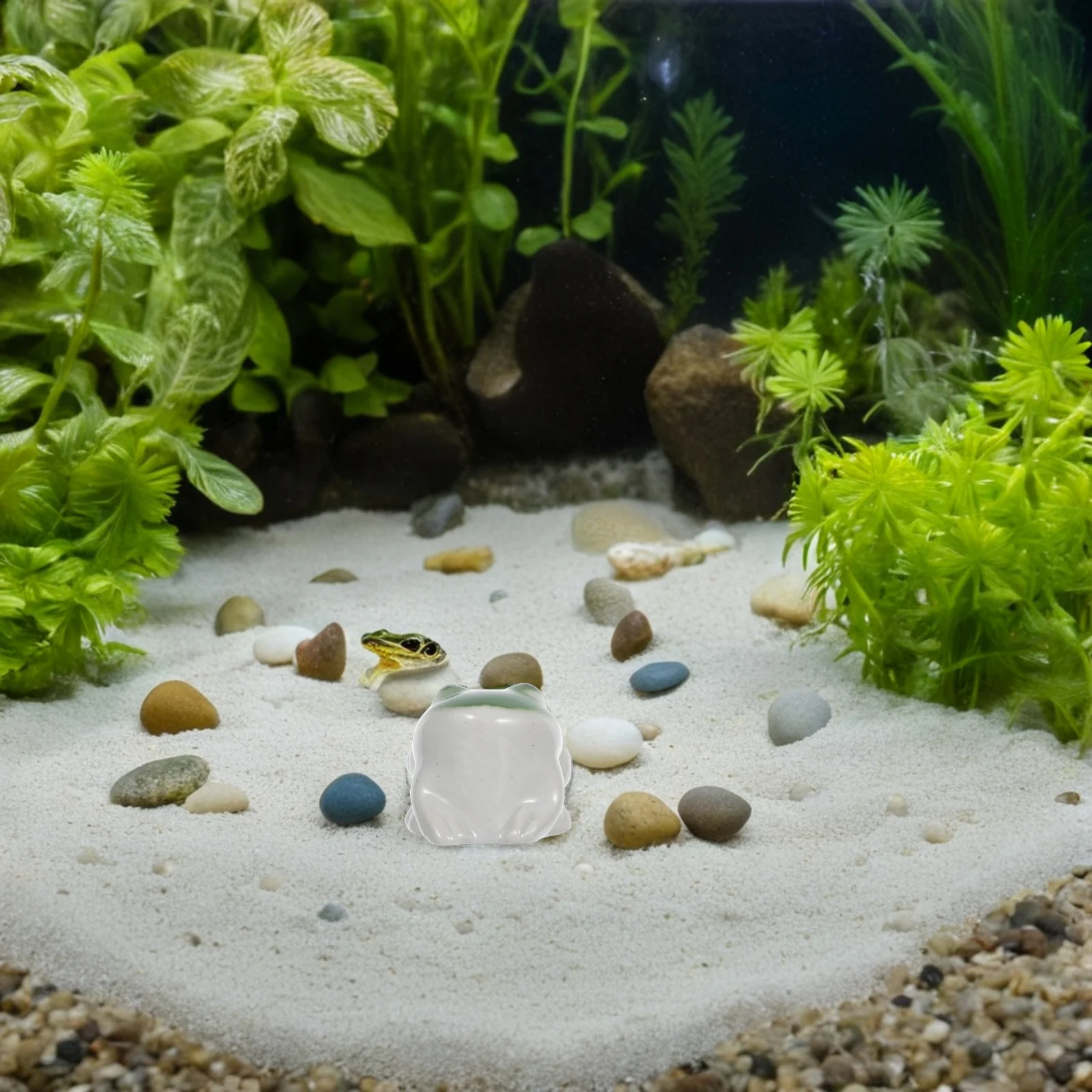 

Ceramic Floating Frog Aquarium Statue Small Cute Animal Ornament for Fish Tank Garden Pond Decor Pond Float Decoration