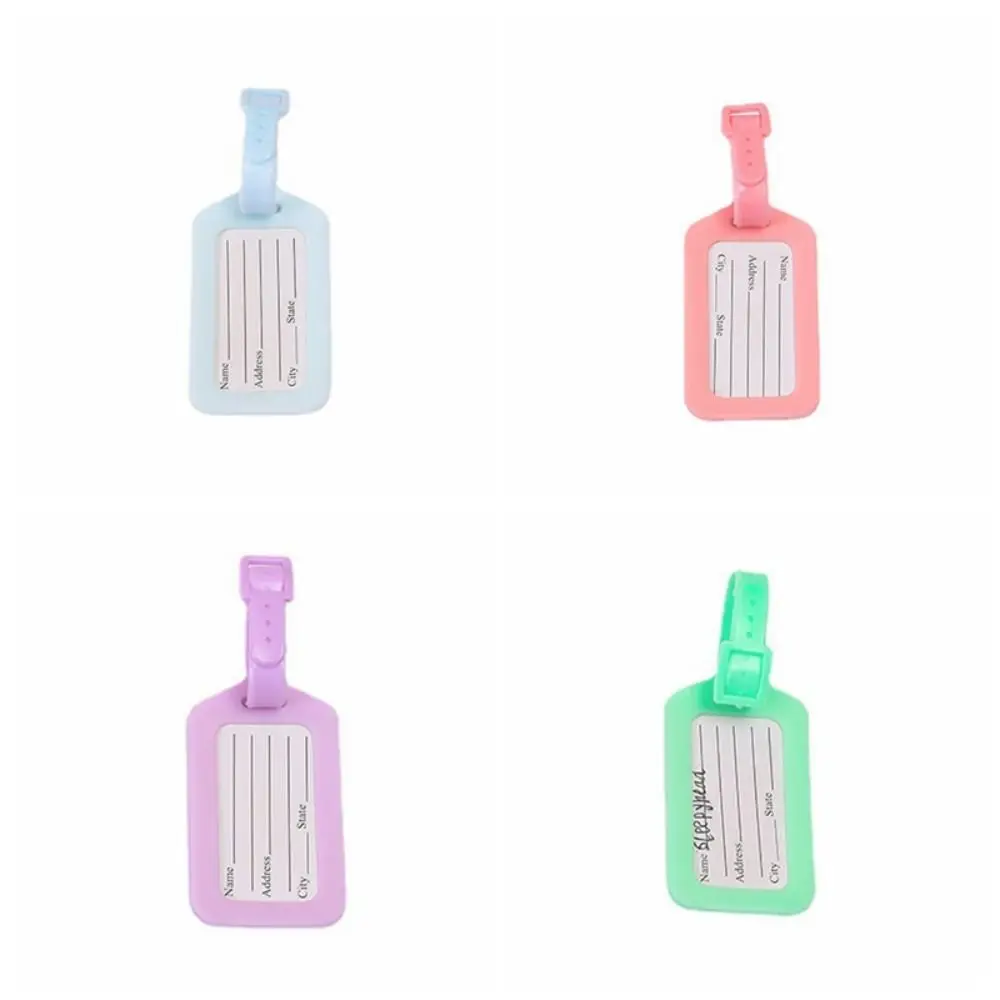 Простая цветная бирка для багажа Macaron, однотонная бирка из ПВХ для чемодана в самолете, информационная карта, форма багажа, посадочный проход для мужчин