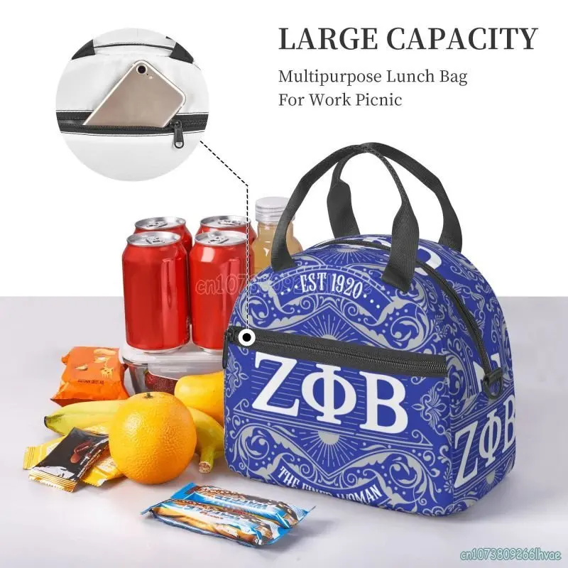 Zeta Phi Beta Insulated Lunch Bag Portable Thermal Tote Bag Cooler Bag for Adults Kids Lunch Box for Work School Picnic Camping