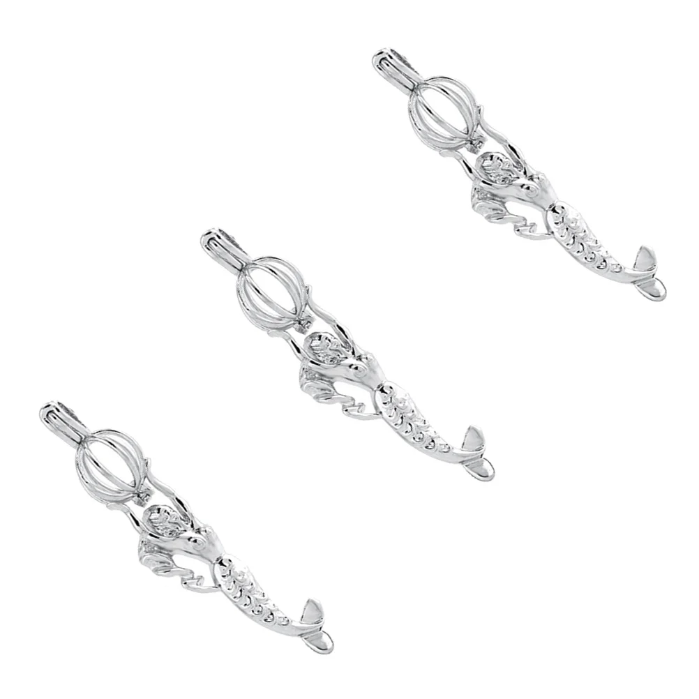 Pendentifs à huile d'aromathérapie en forme de sirène, 3 pièces, fabrication de bijoux, ornements, boule creuse en argent, breloques de collier, pendentifs décoratifs