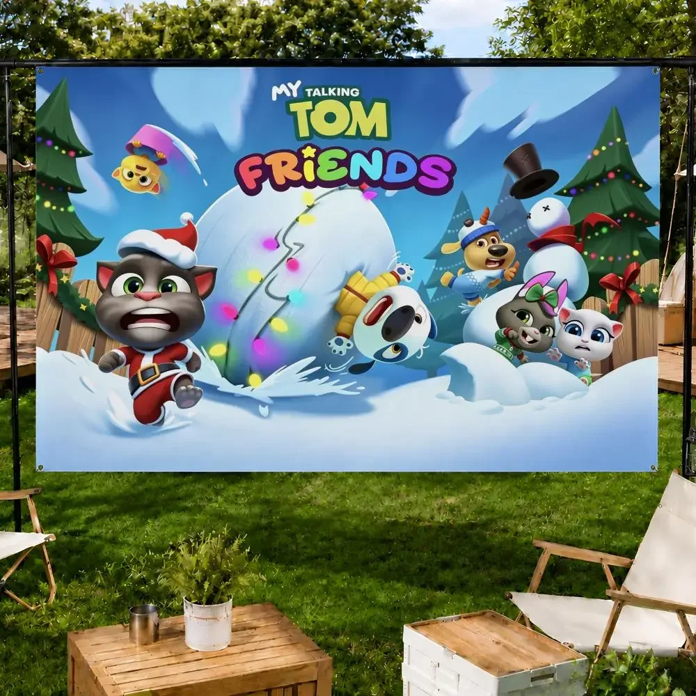 Kids Cartoon T-Talking Tom Friends Flags Fan support, home, dormitory, wall decoration, outdoor camping, party banners, gifts