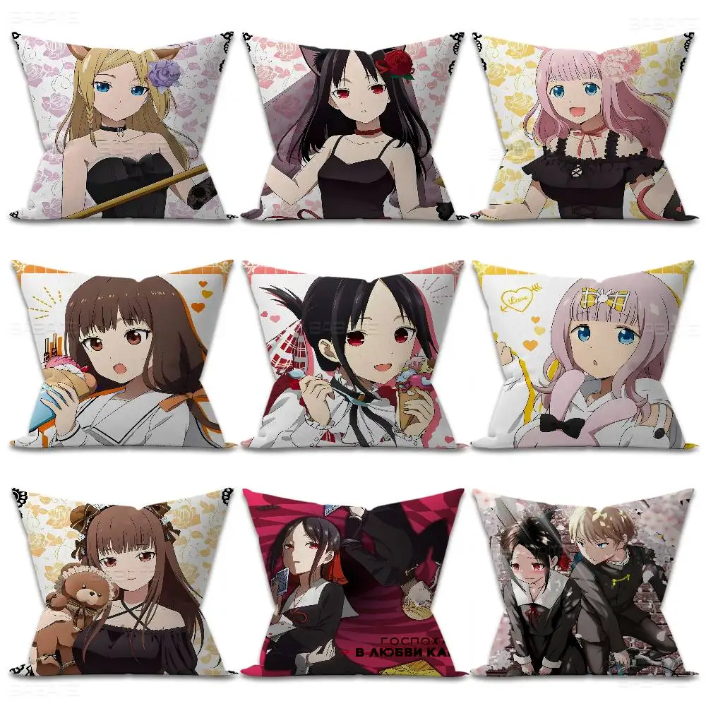 Anime Kaguya Sama Love Is War Pillow Gift Home Office Decoration Bedroom Sofa Car Cushion Cover case 45x45