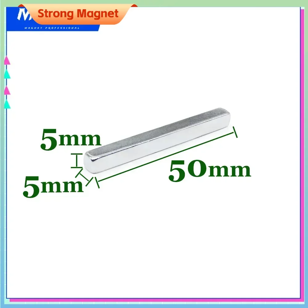 50x5x5 Block Rare Earth Magnet N35 Rectangular Search Magnet Strong 50x5x5mm Permanent  NdFeB Magnet 50*5*5