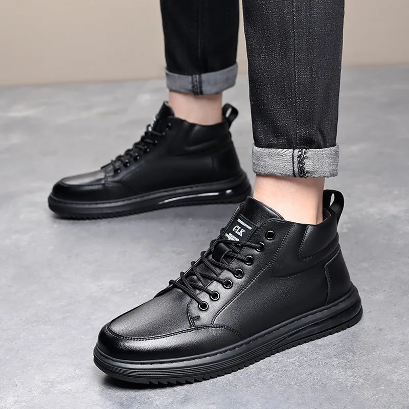 Outono inverno plataforma de alta qualidade tênis masculinos designer de sola macia couro quente sapatos de algodão homem moda zapatos para hombre