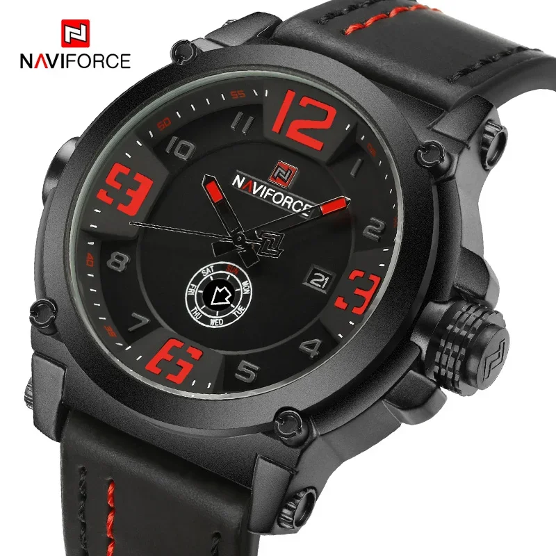 NAVIFORCE Military Sport Watches for Men Original Waterproof Day and Date Display Wristwatches Leathser Clocks Relogio Masculino