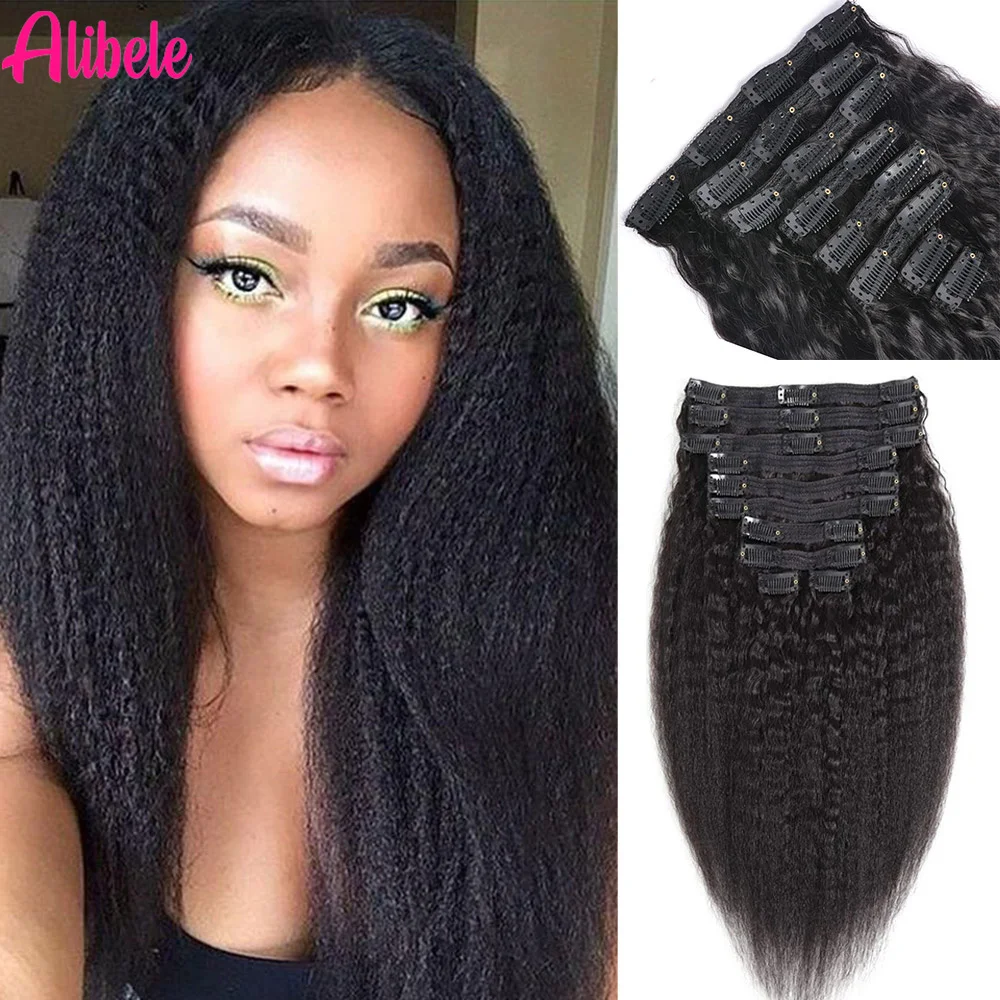 

Наращивание волос на заколке Кудрявые прямые волосы 8 шт. 120 г Натуральные волосы на заколке с двойным утком 100% человеческие волосы Натуральный черный цвет