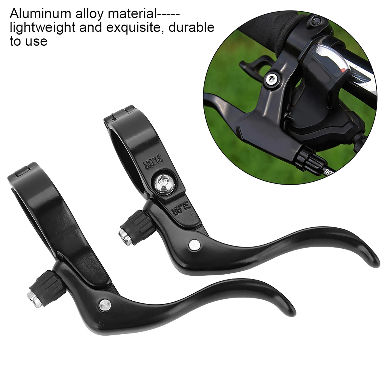 Lightweight Aluminum Alloy Road Bike Bicycle Brake Lever Set 31.8mm 1 Pair Accessory(Black)