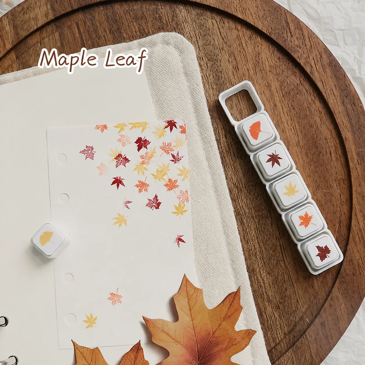 6-in-1 Pre-inked Plastic Stamps Snowflake Maple Leaf Pattern for Journal Scrapbooking DIY Decoration Back To School Gifts