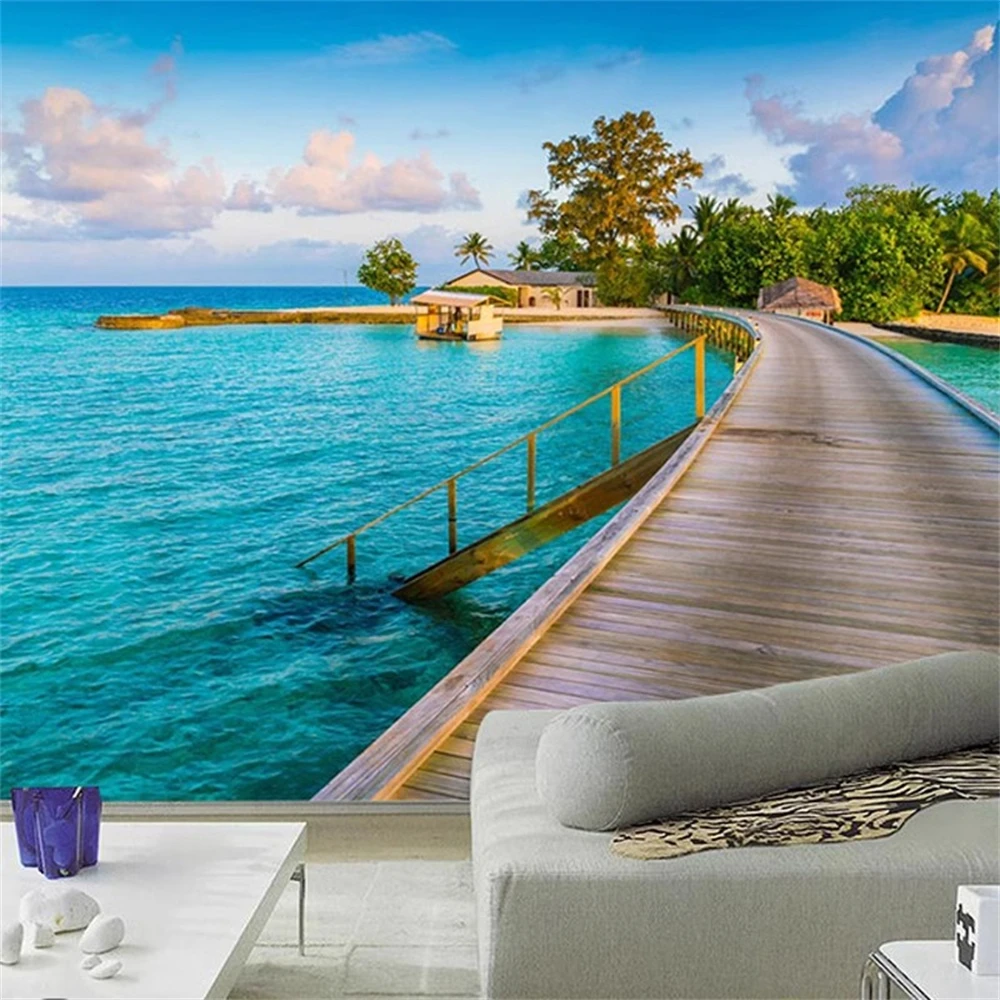 

3D Ocean mural wallpaper living room sofa TV background wall paper home decor beach scenery wallpaper picture